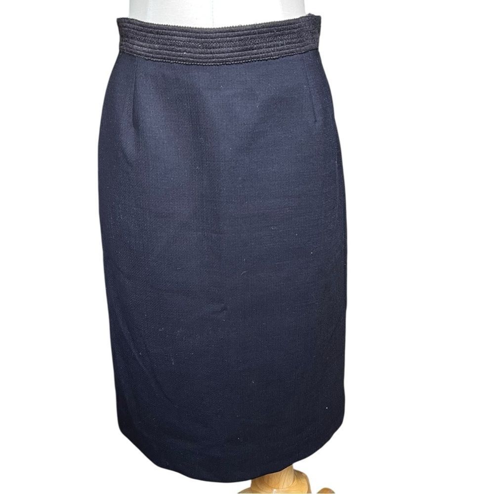 Tory Burch Navy Blue Wool Pencil Skirt with Silk Lining Size 4